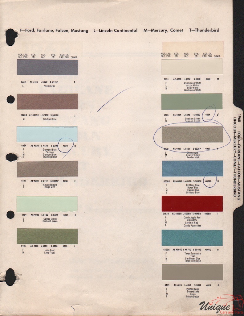 1968 Ford Paint Charts Arco 3
